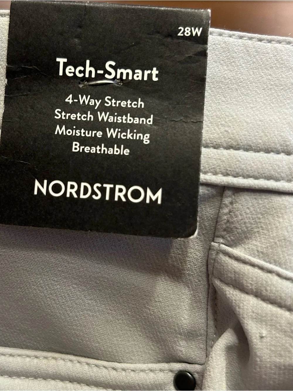 Nordstrom Tech-Smart Pants Size 28 Light Gray Slim Fit Stretch NEW